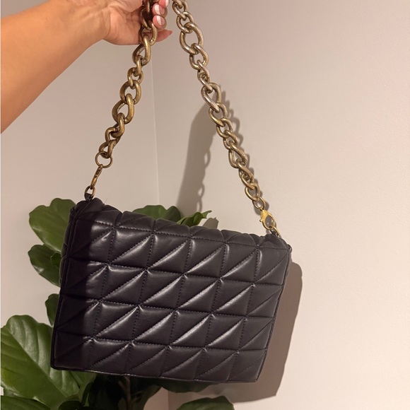 Zara Handbags - Zara Black Quilted Shoulder Bag with Gold Chain Strap